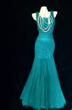 Vintage 90s Mermaid Square Neck Blue Tulle For Women Party Dresses Long Prom Dress 21st Birthday Outfits HZ0311