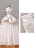 Romantic Long Wedding Dresses Ball Gown Sweetheart Satin Lace Pleated Wedding Dress Style For Brides Fitted With Sleeves Bridal Gowns HZ0311