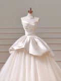 Romantic Long Wedding Dresses Ball Gown Sweetheart Satin Lace Pleated Wedding Dress Style For Brides Fitted With Sleeves Bridal Gowns HZ0311