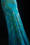 Vintage Prom Dresses 90s Formal Mermaid V Neck Blue Chiffon With Beadings Long Party Gowns Prom Dresses HZ0311