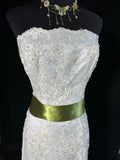 Timeless Women's Mermaid Strapless Sleeveless White Lace Long Vintage Fitted 1920s Wedding Dresses HZ0311
