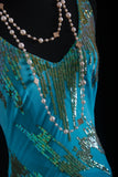 Vintage Prom Dresses 90s Formal Mermaid V Neck Blue Chiffon With Beadings Long Party Gowns Prom Dresses HZ0311