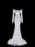 Mermaid Wedding Gowns Dresses Elegant Modest for Bride Off The Shoulder With Sleeves White Petite/Plus Size Bridal Gowns For Women HZ0311