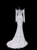 Mermaid Wedding Gowns Dresses Elegant Modest for Bride Off The Shoulder With Sleeves White Petite/Plus Size Bridal Gowns For Women HZ0311