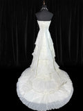 Timeless Women's A Line Strapless Sleeveless White Lace Tiered Long Vintage Fitted 1920s Wedding Dresses HZ0311