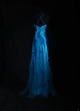 Vintage 90s Prom Dresses Women Mermaid Halter Blue Long Formal Dance Evening Party Gowns HZ0311