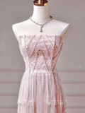 Chic Prom Dresses Aesthetic A Line Strapless Pink With Pleated Beads Inspo Impress Long Party Formal Gown For Teenagers High Schools HZ0311