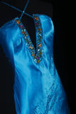 Vintage 90s Prom Dresses Women Mermaid Halter Blue Long Formal Dance Evening Party Gowns HZ0311