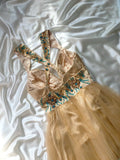 Vintage A line V Neck Champagne Tulle Hoco Gowns Short 16th Birthday Dress Homecoming Dresses Cocktail Gown HZ0311