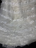 Elegant Mermaid Strapless Sleeveless White Lace Tiered Long Vintage Fitted 1920s Wedding Dresses HZ0311