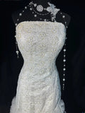 Elegant Mermaid Strapless Sleeveless White Lace Tiered Long Vintage Fitted 1920s Wedding Dresses HZ0311