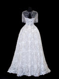 Wedding Gowns Dresses Elegant Modest for Bride Ball Gowns Sweetheart With Sleeves Cape White Petite/Plus Size Bridal Gown For Women HZ0311