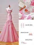 Chic Prom Dresses Aesthetic Mermaid Strapless Pink With Pleated Flowers Inspo Impress Long Party Formal Gown For Teenagers High Schools HZ0311