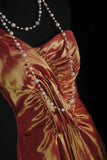 Vintage 90s Prom Dresses Women Mermaid One Shoulder Orange Taffeta Long Formal Dance Evening Party Gowns HZ0311