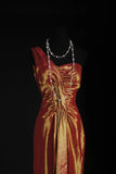 Vintage 90s Prom Dresses Women Mermaid One Shoulder Orange Taffeta Long Formal Dance Evening Party Gowns HZ0311