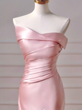 Chic Prom Dresses Aesthetic Mermaid Strapless Pink With Pleated Flowers Inspo Impress Long Party Formal Gown For Teenagers High Schools HZ0311