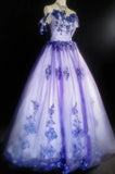 Vintage Ball Gown Off The Shoulder Lilac Tulle Long Quinceanera Dresses Sweet 15 16 Birthday Outfits HZ0311