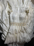 Timeless Women's A Line Strapless Sleeveless White Lace Tiered Satin Long Vintage Fitted 1920s Wedding Dresses HZ0311