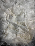 Elegant Mermaid Spaghetti Strap Sleeveless White Lace Tiered Long Vintage Fitted 1920s Wedding Dresses HZ0311