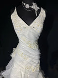 Elegant Mermaid Spaghetti Strap Sleeveless White Lace Tiered Long Vintage Fitted 1920s Wedding Dresses HZ0311