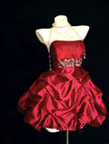 Vintage Ball Gown Halter Red Hoco Gowns Short 16th Birthday Dress Homecoming Dresses Cocktail Gown HZ0311