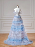 Sparkly Prom Dresses Aesthetic Mermaid Strapless Blue With Pleated Tassel Inspo Impress Long Party Formal Gown For Teenagers High Schools HZ0311