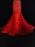 Vintage 1950s Mermaid 2 Pieces Red Pink With Beading Short Sleeves Long Prom Dresses High School Senior Graduation Dance Evening Outfits HZ0311