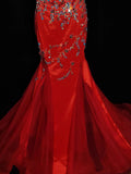 Vintage 1950s Mermaid 2 Pieces Red Pink With Beading Short Sleeves Long Prom Dresses High School Senior Graduation Dance Evening Outfits HZ0311