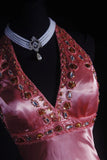 Vintage 90s Prom Dresses Women A line Halter Pink Silk Satin With Beaded Formal Dance Evening Party Gowns HZ0311