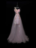 Modest A line One Shoulder Dusty Lilac Tulle Applique Evening Dresses High School Teens Senior Night Dance Prom Dress HZ0311