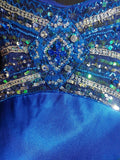 Vintage 1950s Mermaid Spaghetti Strap Royal Blue Satin With Beading Long Prom Dresses High School Senior Graduation Dance Evening Outfits HZ0311