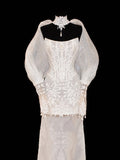Wedding Gowns Dresses Elegant Modest for Bride Mermaid Strapless With Sleeves Cape White Petite/Plus Size Bridal Gown For Women HZ0311