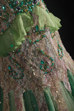 Vintage 90s Prom Dresses Women Mermaid Spaghetti Straps Green Lace Long Formal Dance Evening Party Gowns HZ0311