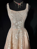 Dreamy A line Square Neck Pink Tulle With Appliques Lace Victorian Long Vintage Fitted 1920s Wedding Dresses HZ0311