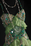 Vintage 90s Prom Dresses Women Mermaid Spaghetti Straps Green Lace Long Formal Dance Evening Party Gowns HZ0311