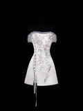 Aesthetic A Line Short Party Dress White 16th Birthday Dress Homecoming Dresses Cocktail Outfits HZ0311