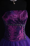 Vintage 90s Prom Dresses Women Ball Gown Strapless Purple Tulle Long Formal Dance Evening Party Gowns HZ0311