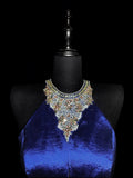 Vintage 1950s Mermaid Halter Royal Blue Taffeta With Silver Beading Long Prom Dresses High School Senior Graduation Dance Evening Outfits HZ0311