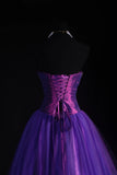 Vintage 90s Prom Dresses Women Ball Gown Strapless Purple Tulle Long Formal Dance Evening Party Gowns HZ0311