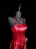 Modest A line Spaghetti Strap Red Satin Long Evening Dresses High School Teens Senior Night Dance Prom Dress HZ0311