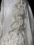 Women's Ball Gown One Shoulder Sleeveless White Lace Tiered Satin Long Vintage Fitted 70s Wedding Dresses HZ0311
