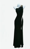 Sheath One Shoulder Black Sleeveless With Split For Women Long Prom Dresses Senior High School 21st Birthday Outfits HZ0311