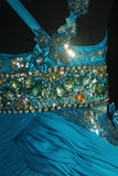 Vintage Prom Dresses 90s Formal Mermaid Spaghetti Straps Blue Chiffon With Beadings Long Party Gowns Prom Dresses HZ0311