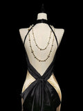 Vintage 1950s Mermaid Halter Champagne Satin With Backless Long Prom Dresses High School Senior Graduation Dance Evening Outfits HZ0311