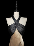 Vintage 1950s Mermaid Halter Champagne Satin With Backless Long Prom Dresses High School Senior Graduation Dance Evening Outfits HZ0311