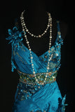 Vintage Prom Dresses 90s Formal Mermaid Spaghetti Straps Blue Chiffon With Beadings Long Party Gowns Prom Dresses HZ0311