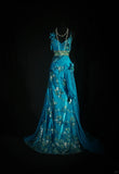 Vintage Prom Dresses 90s Formal Mermaid Spaghetti Straps Blue Chiffon With Beadings Long Party Gowns Prom Dresses HZ0311