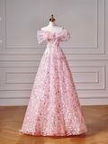 Modest Prom Dresses Aesthetic Ball Gown Off The Shoulder Pink Sequin Impress Long Party Formal Gown For Teens High Schools Girls HZ0311