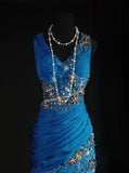 Vintage Prom Dresses 90s Formal Mermaid V Neck Royal Blue Chiffon With Beadings Lace Long Party Gowns Prom Dresses HZ0311
