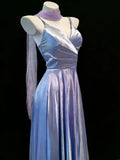 Simple A line Spaghetti Strap Lilac With Scarf For Women Long Prom Dress Birthday Gowns HZ0311